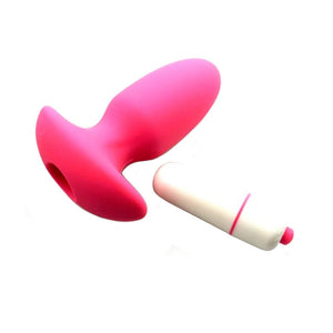 Hollow Silicone Vibrating Butt Plug 4.13 Inches Long