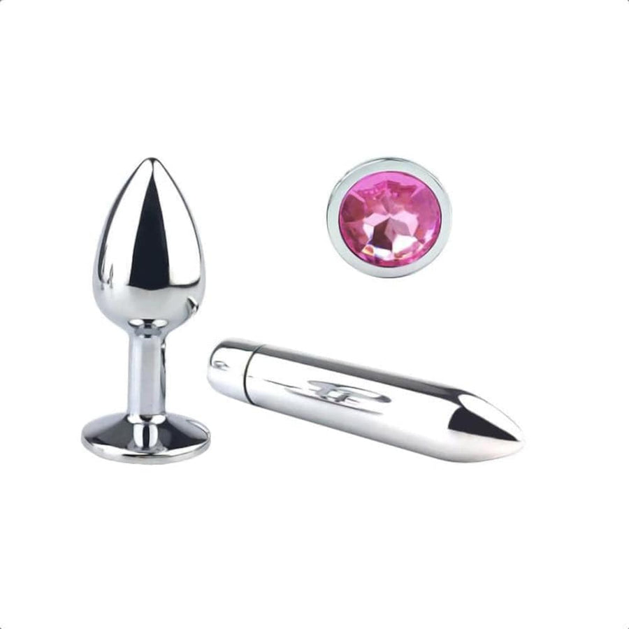 Jeweled Stainless Steel Butt Plug and Vibrator BDSM, gallery view 8