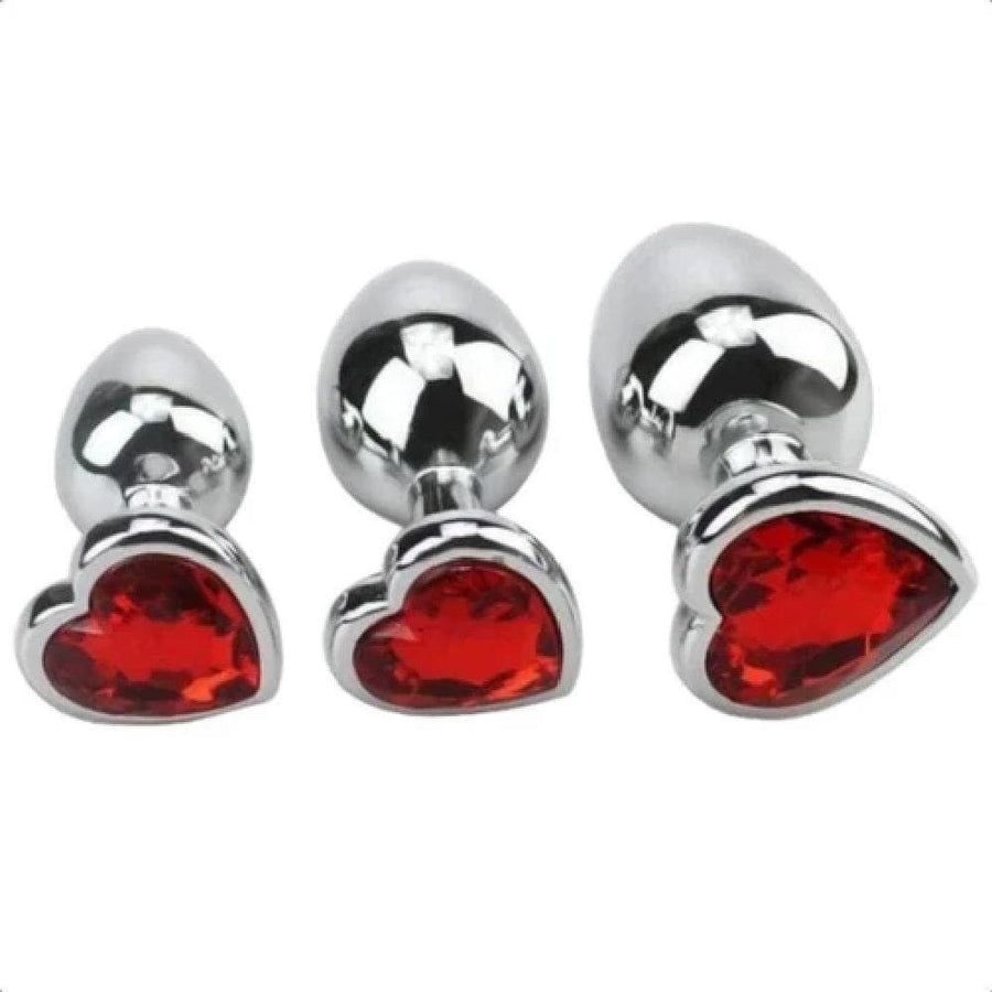 Heart-Shaped Crystal Jeweled Plug Set, gallery view 12