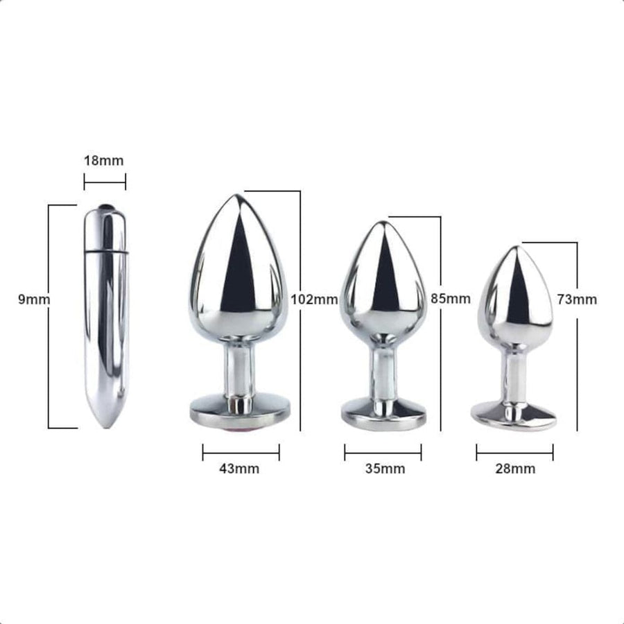 Jeweled Stainless Steel Butt Plug and Vibrator BDSM, gallery view 12