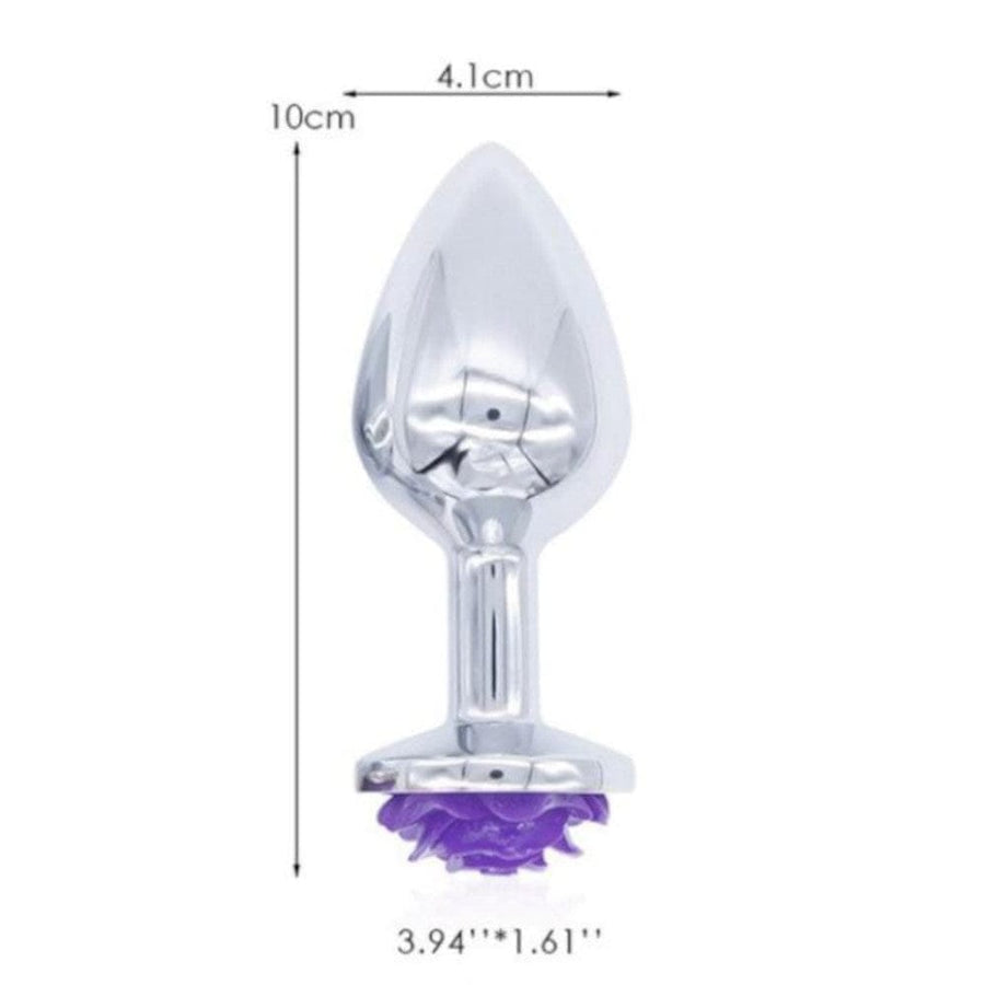 Purple Rose Metal Butt Plug and Vibrator BDSM, gallery view 10