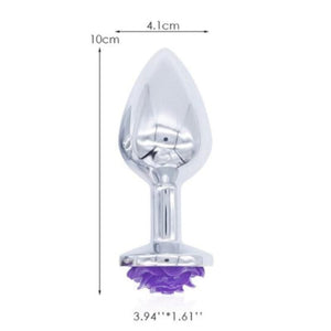 Purple Rose Metal Butt Plug and Vibrator BDSM