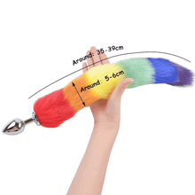 Load image into Gallery viewer, Rainbow-Colored Metallic Tail Butt Plug BDSM
