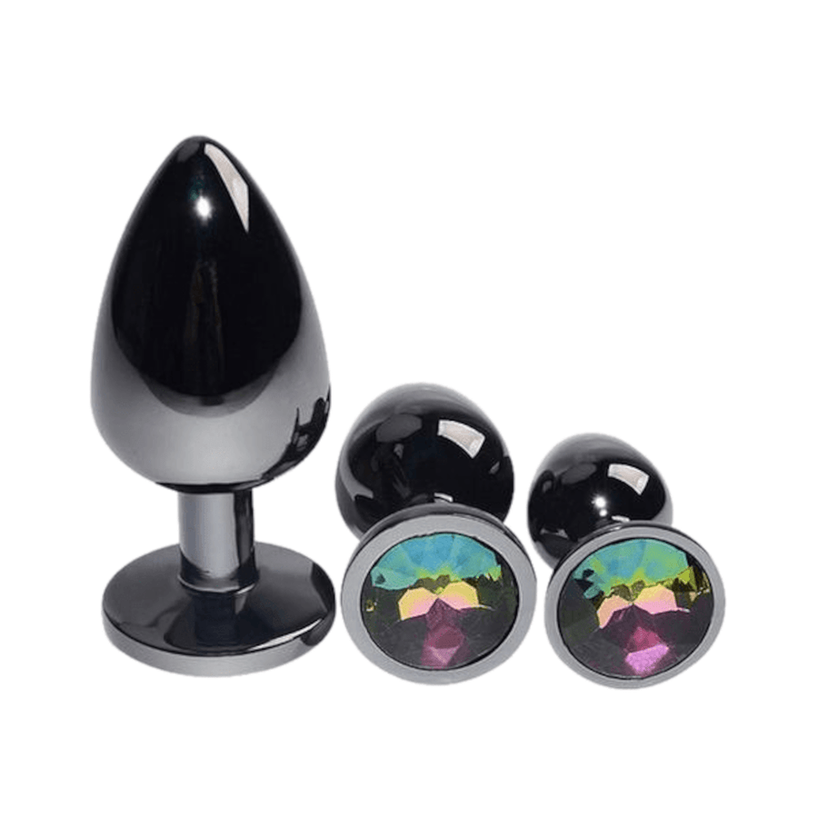 Bright Black Jeweled Metal Butt Plug, gallery view 5