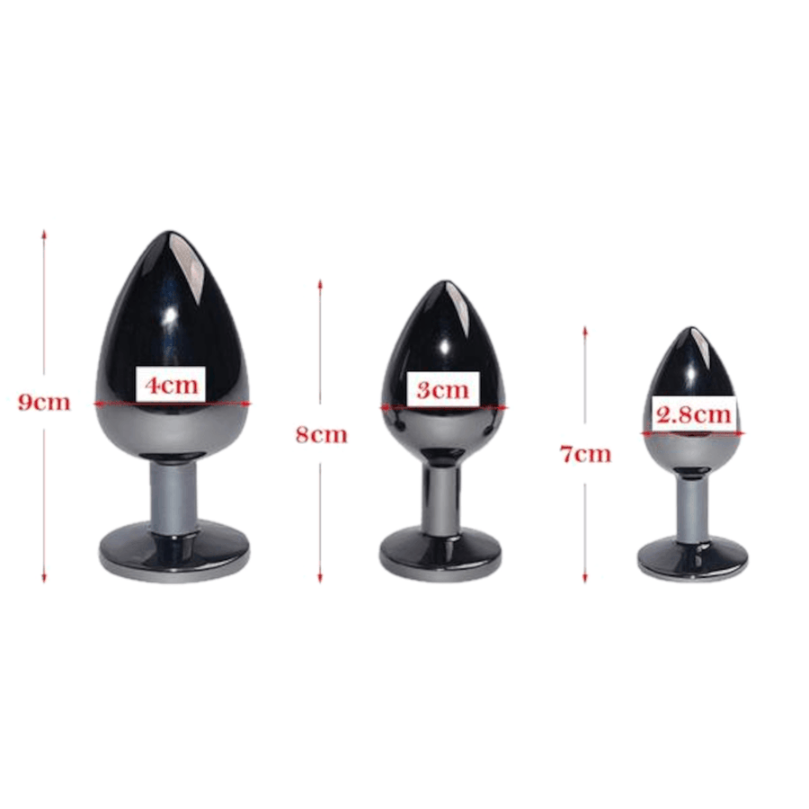 Bright Black Jeweled Metal Butt Plug, gallery view 23