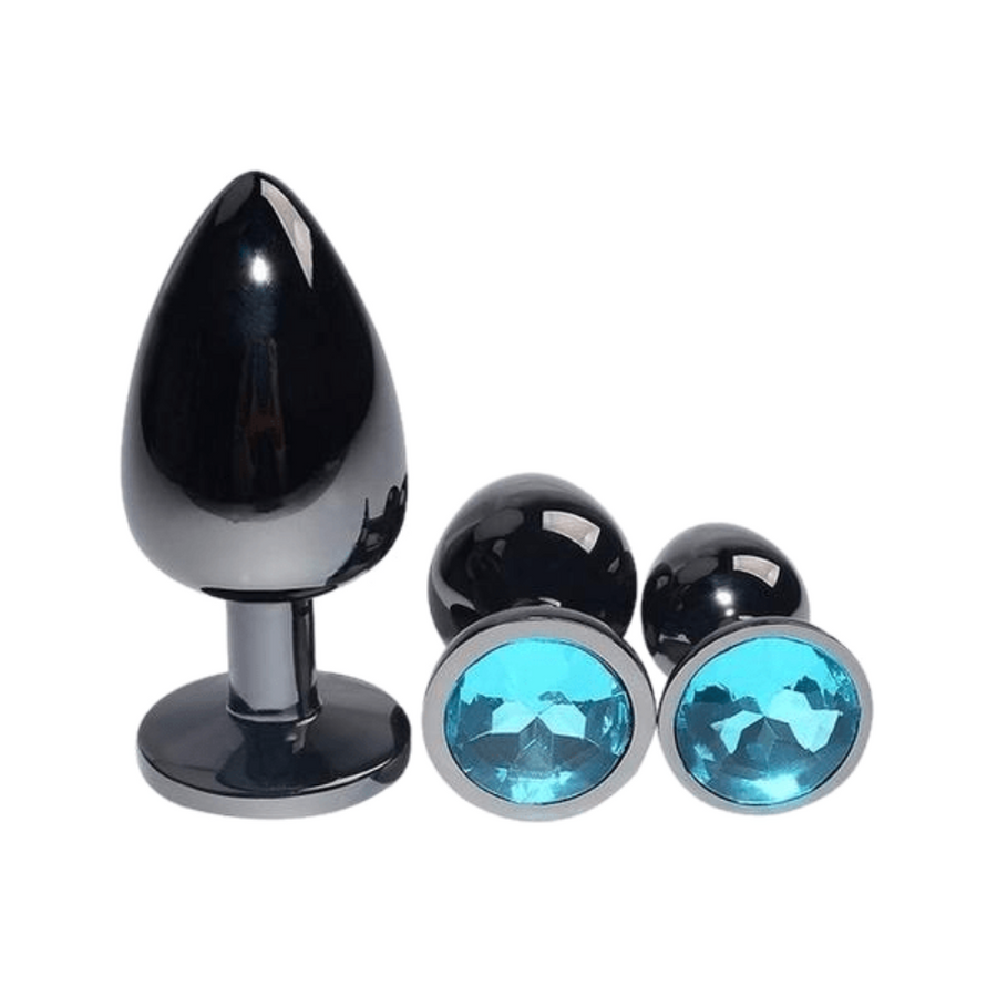 Bright Black Jeweled Metal Butt Plug, gallery view 3