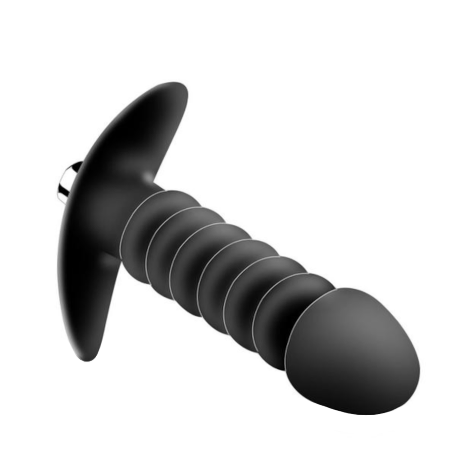 Vibrating Ribbed Torpedo Silicone Butt Plug product view