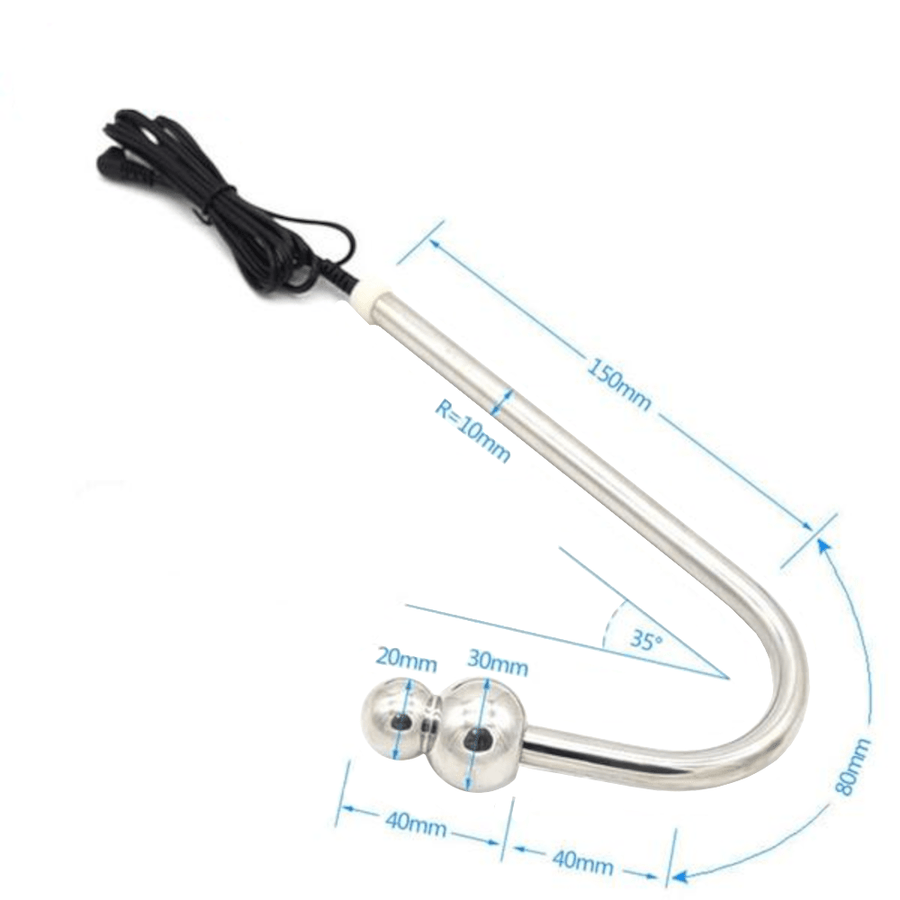 7.48 Inches LongDouble Beaded Electro Stimulation Anal Hook, gallery view 6