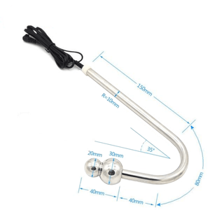 7.48 Inches LongDouble Beaded Electro Stimulation Anal Hook