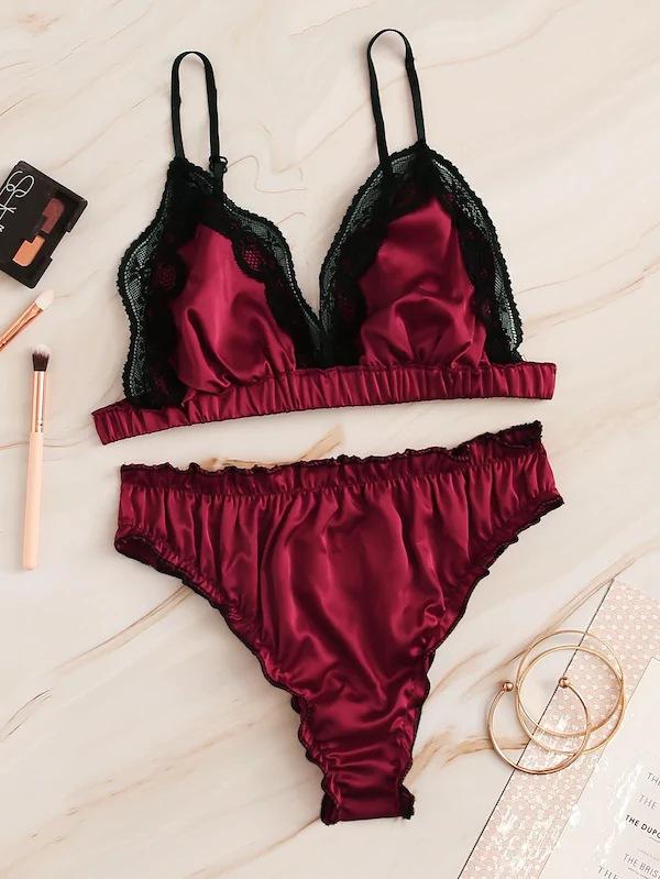 Sissy lingerie three-point sexy lace bra panty set product view
