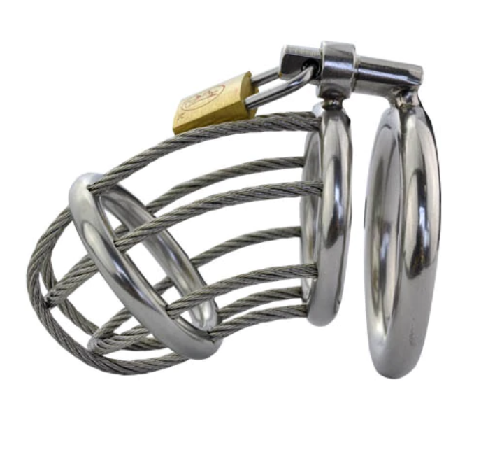 Kaylee Rope-Styled Metal Chastity Cage 3.11 Inches Long product view