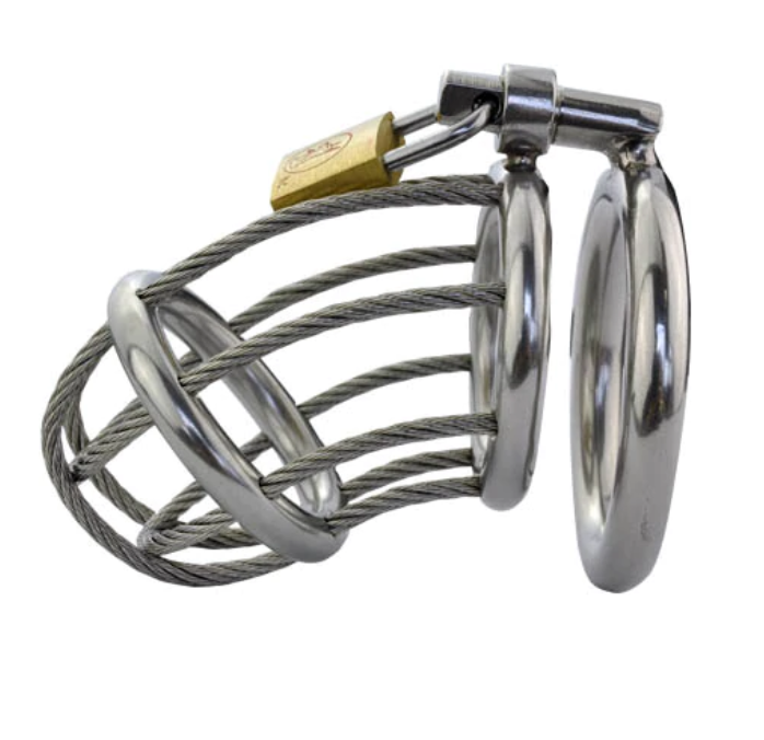 Kaylee Rope-Styled Metal Chastity Cage 3.11 Inches Long