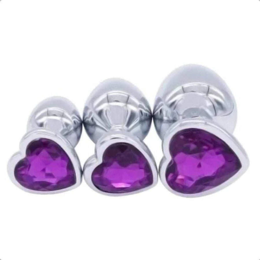 Heart-Shaped Crystal Jeweled Plug Set, gallery view 16