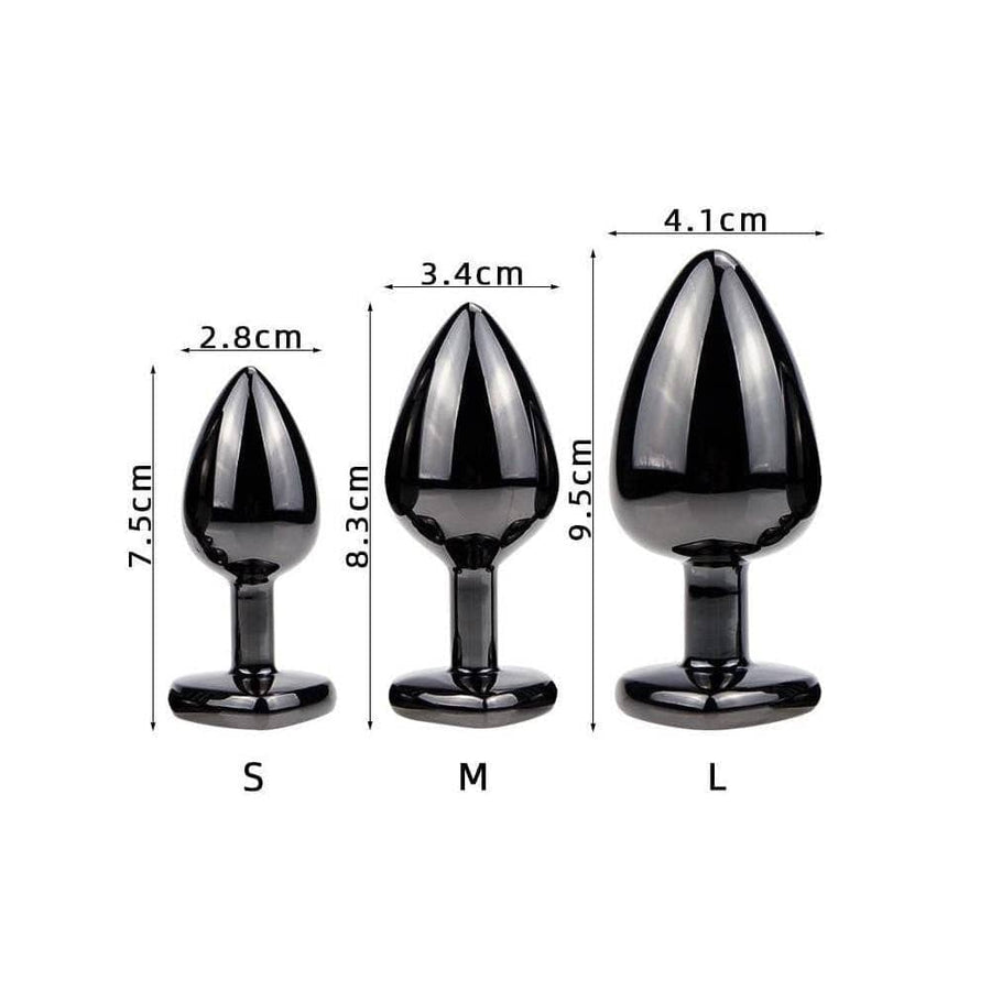 Black Metal 3-Piece Butt Plug Kit BDSM, gallery view 6