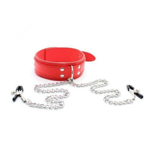 BDSM Slave Perfect Collar With Nipple Clamps