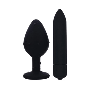 Purple Jeweled Butt Plug With Vibrator BDSM