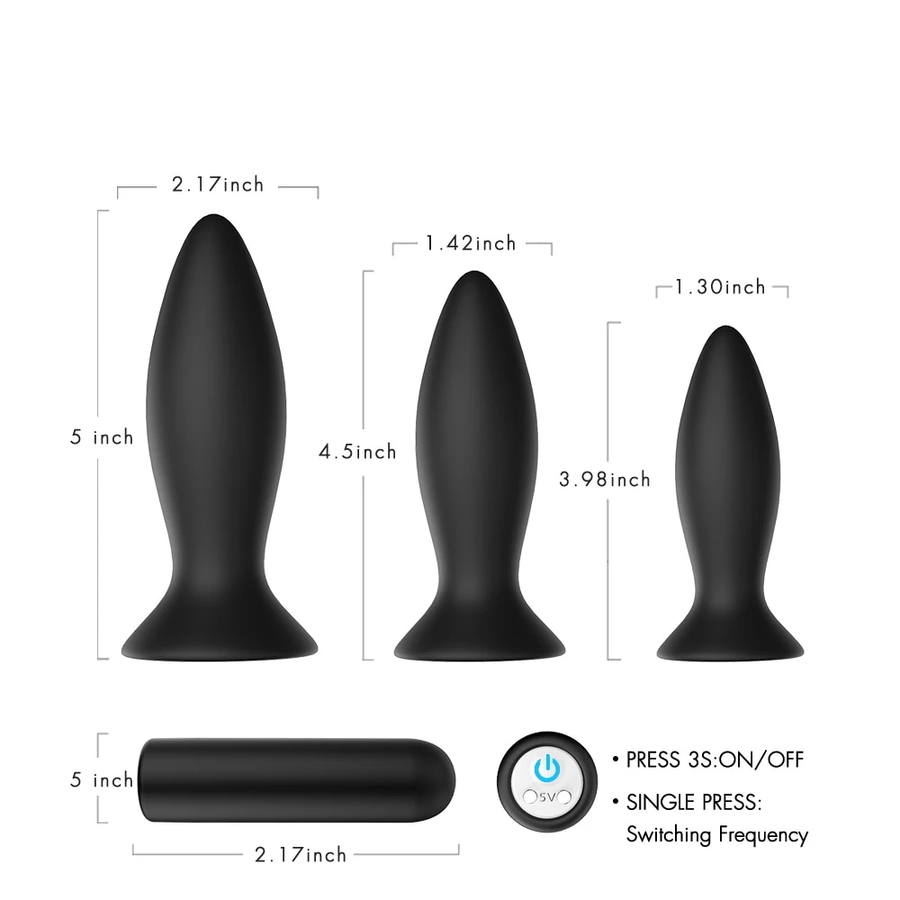 Suction Vibrating Cup Butt Plug 5pcs Set, gallery view 9