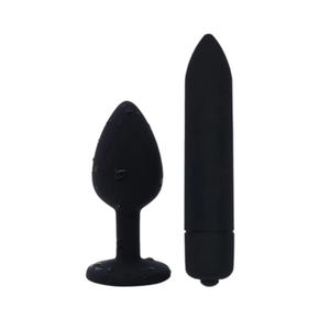 Lilafarbener Analplug mit Juwelen und Vibrator BDSM