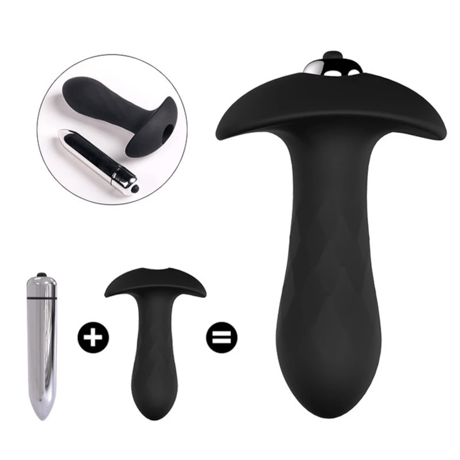 7-Speed Black Silicone Vibrating Butt Plug, gallery view 4
