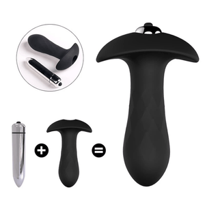 7-Speed Black Silicone Vibrating Butt Plug