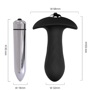 Analplug mit Vibration und 7 Geschwindigkeiten aus schwarzem Silikon