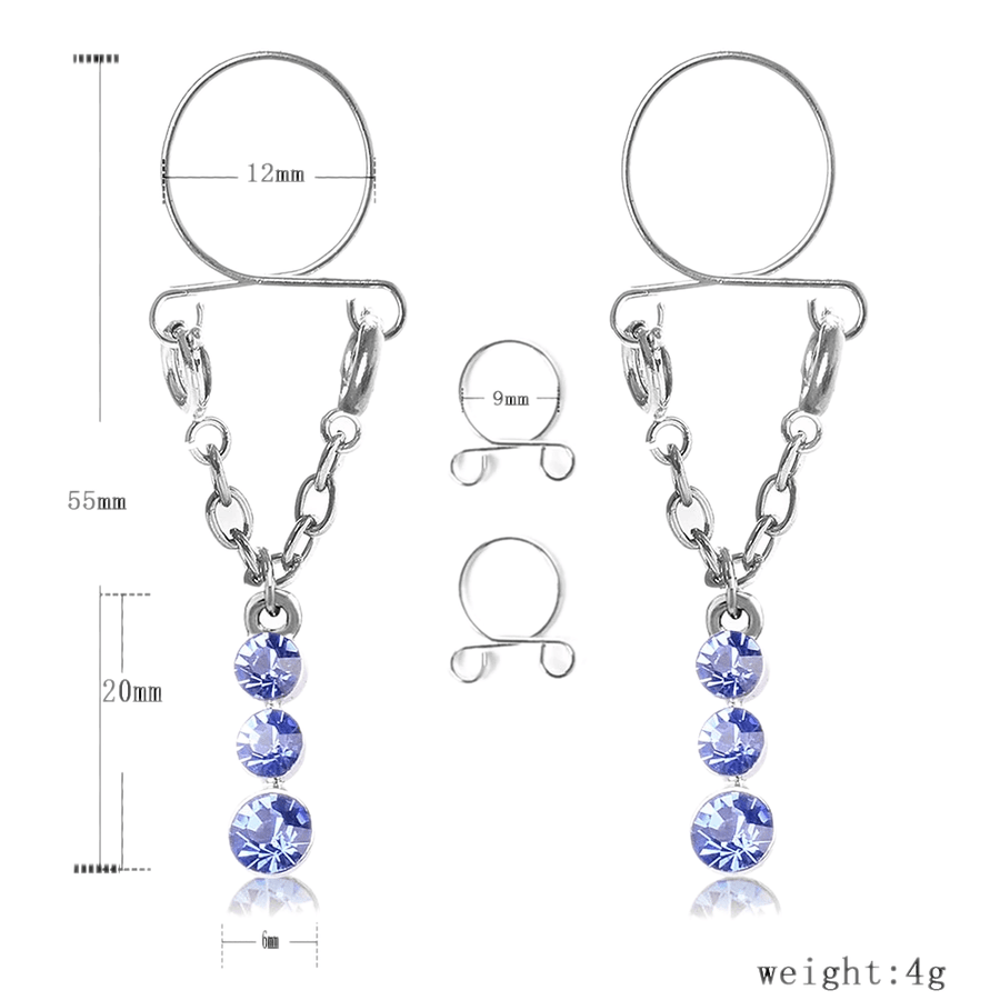 BDSM Dangling Beads Faux Nipple Rings, gallery view 5
