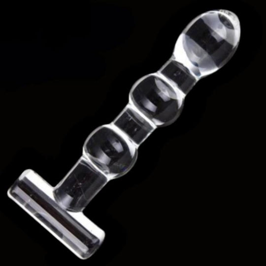 Beaded T-Shaped Crystal 5 Inch Clear Dildo BDSM product view