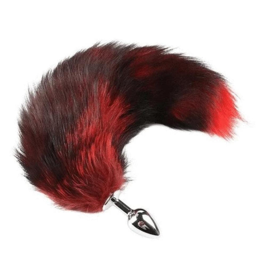 Black and Red Stripes Metallic Tail Butt Plug BDSM product view