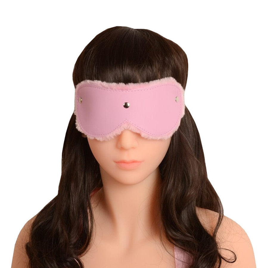 Pink Furry Bondage Blindfold BDSM product view
