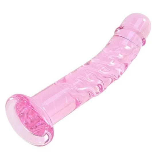 Glassy Bestie Crystal Pink Dildo BDSM product view