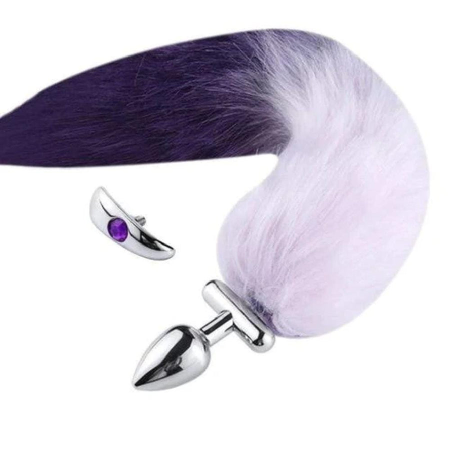 18" Shapeable White With Purple Fox Tail Plug product view