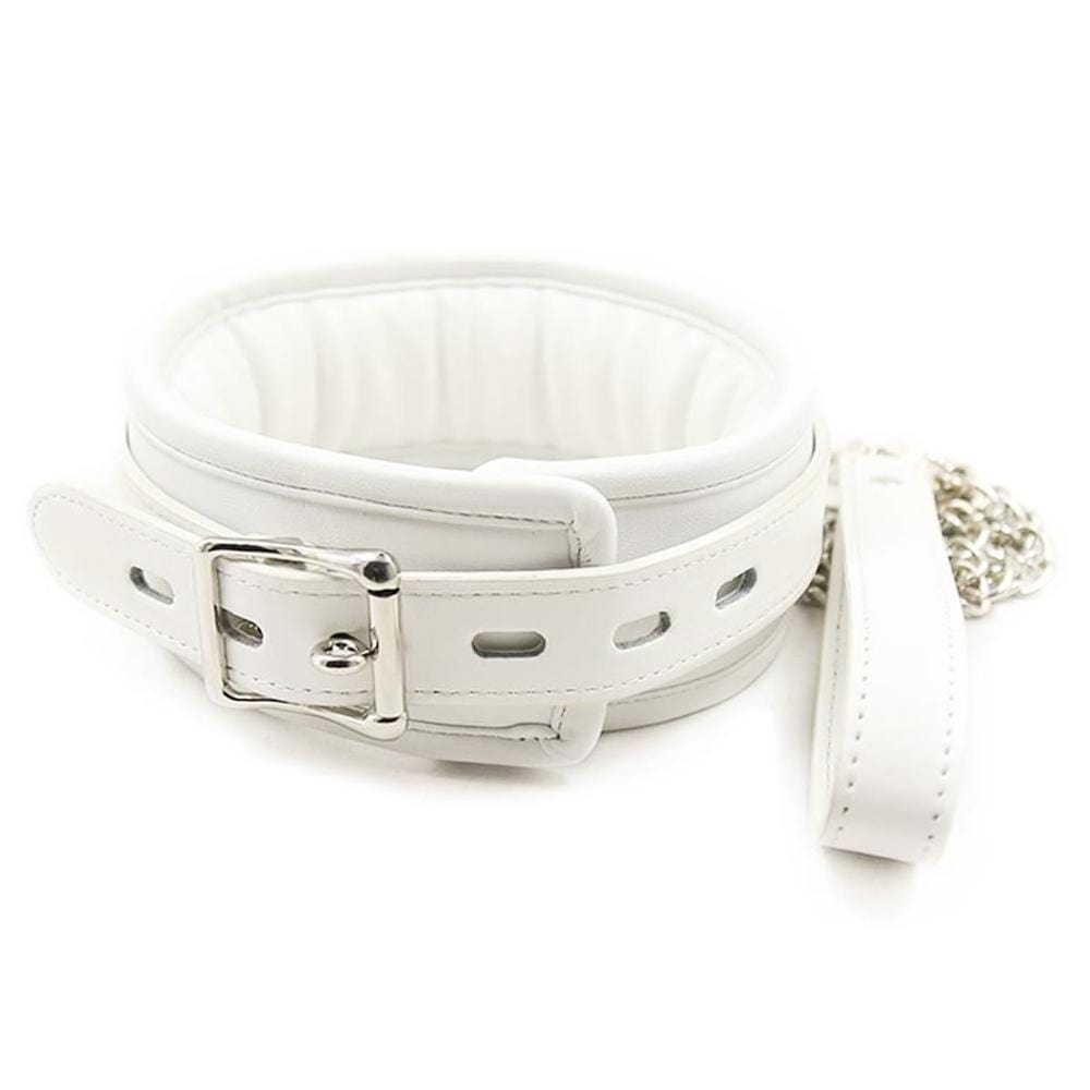 White Creamy Sub Collar With Leash