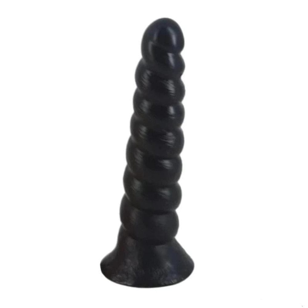 Erotischer Spiral-Großer schwarzer Dildo mit Saugnapf BDSM