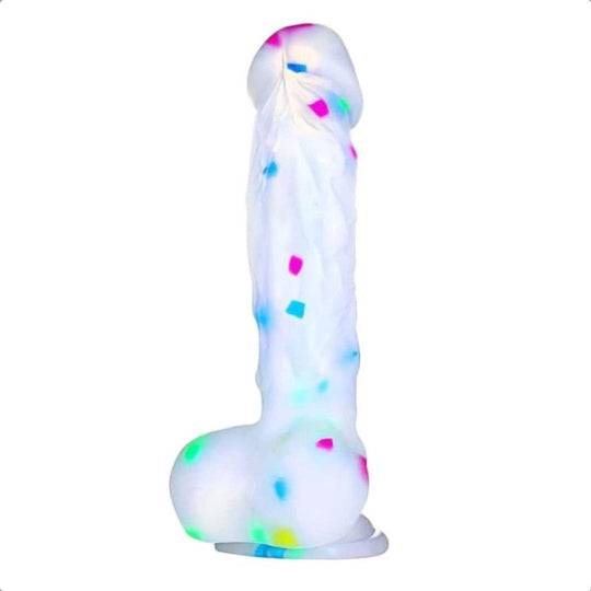 BDSM Soft Jelly Colorful Dildo With Suction Cup and Balls product view