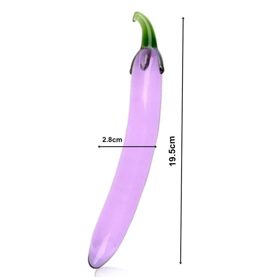 7 Inch Crystal Glass Purple Eggplant Dildo, gallery view 3