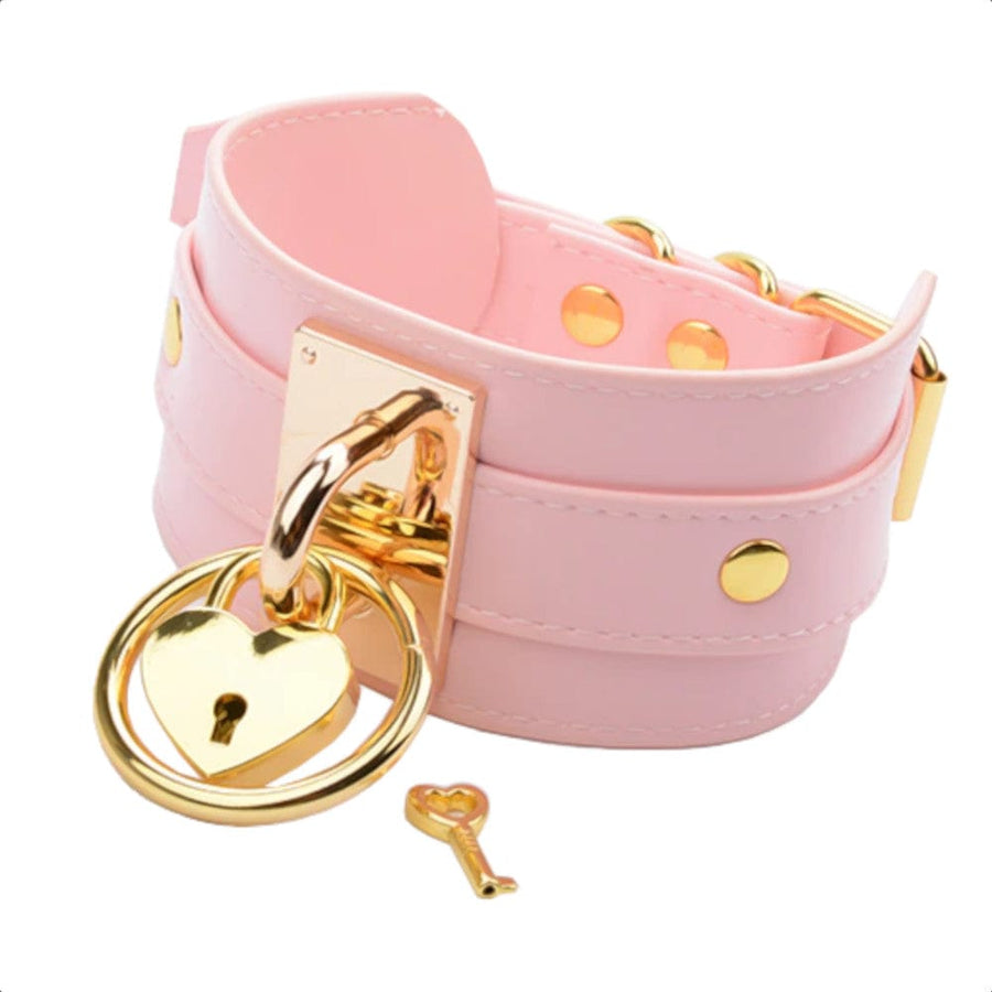 Oversized Girly Pink Leather Collar, gallery view 3