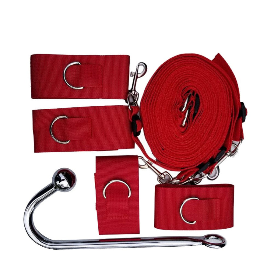 Red Adjustable Under Mattress Restraints BDSM product view