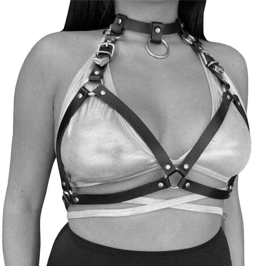 Bondage Harness Slut Leather Collar, gallery view 3