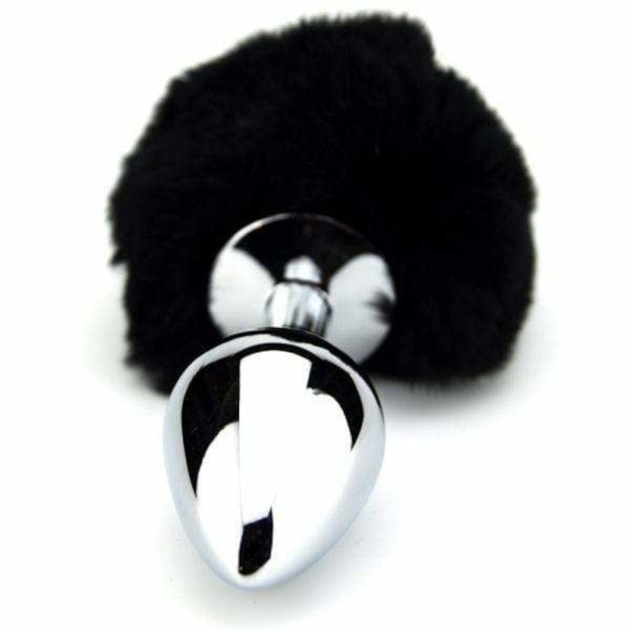 Black Stainless Steel Bunny Tail Plug BDSM, gallery view 3