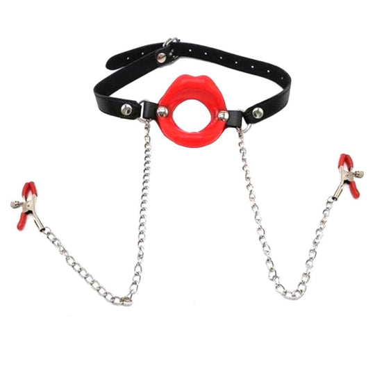 Slave Punishment Mouth Gags With Nipple Clamps BDSM product view