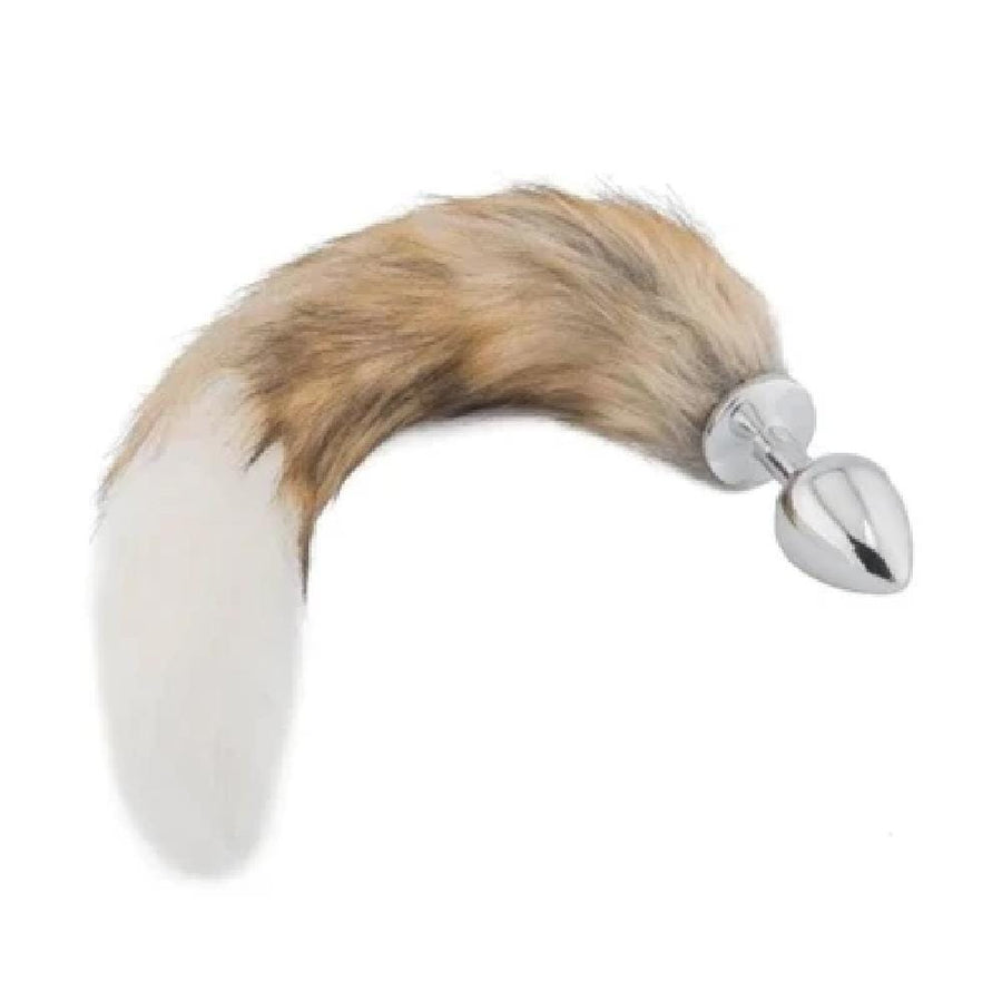 BDSM Soft and Furry Fox Tail with Stainless Steel Butt Plug product view