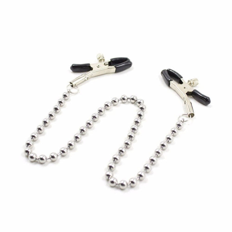 BDSM Small Steel Ball Nipple Clamps With Chain, gallery view 2