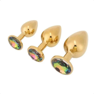 Atemberaubendes goldenes Princess-Buttplug-3-teiliges BDSM-Set