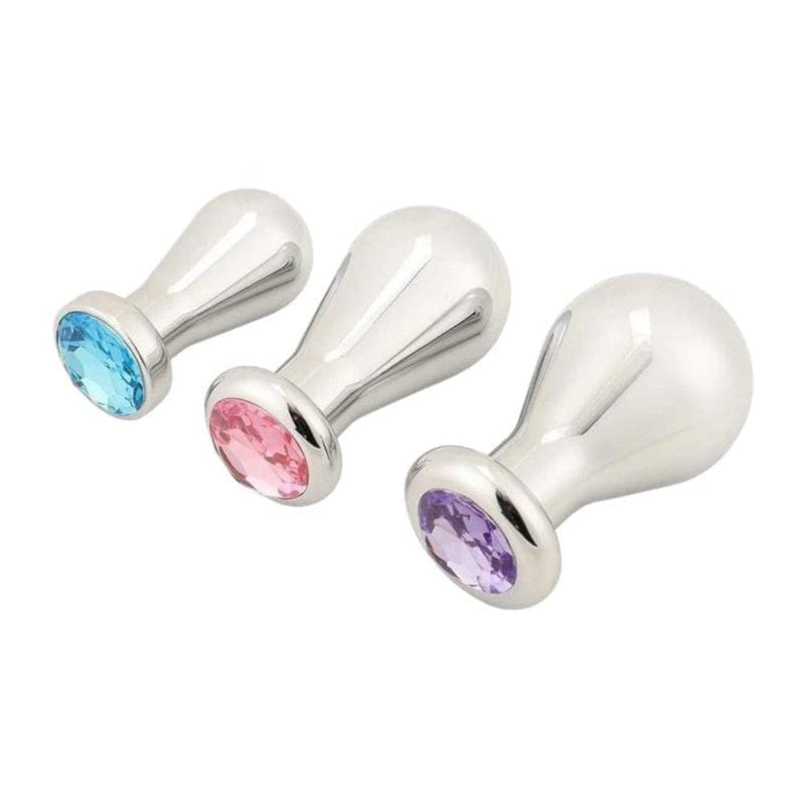 Stainless Steel Bulb Jeweled Butt Plug 3pcs Set BDSM, gallery view 2