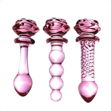 Load image into Gallery viewer, Pink Charming Beaded Glass Rose Dildo BDSM
