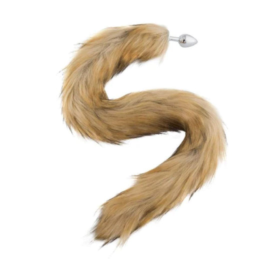 32" Brown Fox Tail with Butt Plug product view