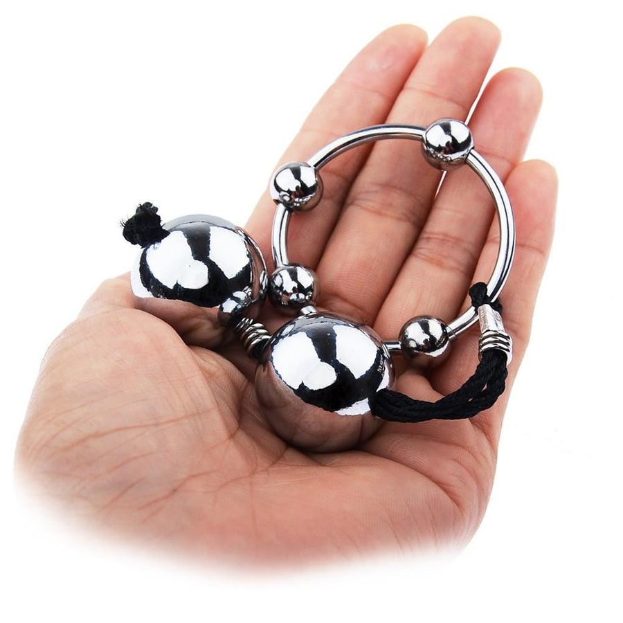 Beaded Weighted Cock Ring With Steel Balls, gallery view 5