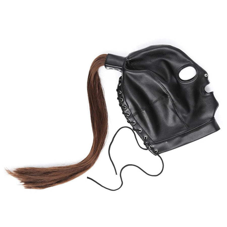 Leather BDSM Mask With Ponytail BDSM, gallery view 5