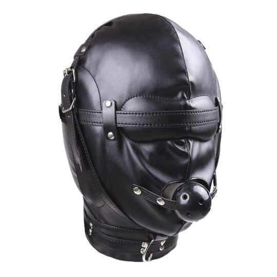 Sensory Deprivation Leather Slave Hood BDSM product view