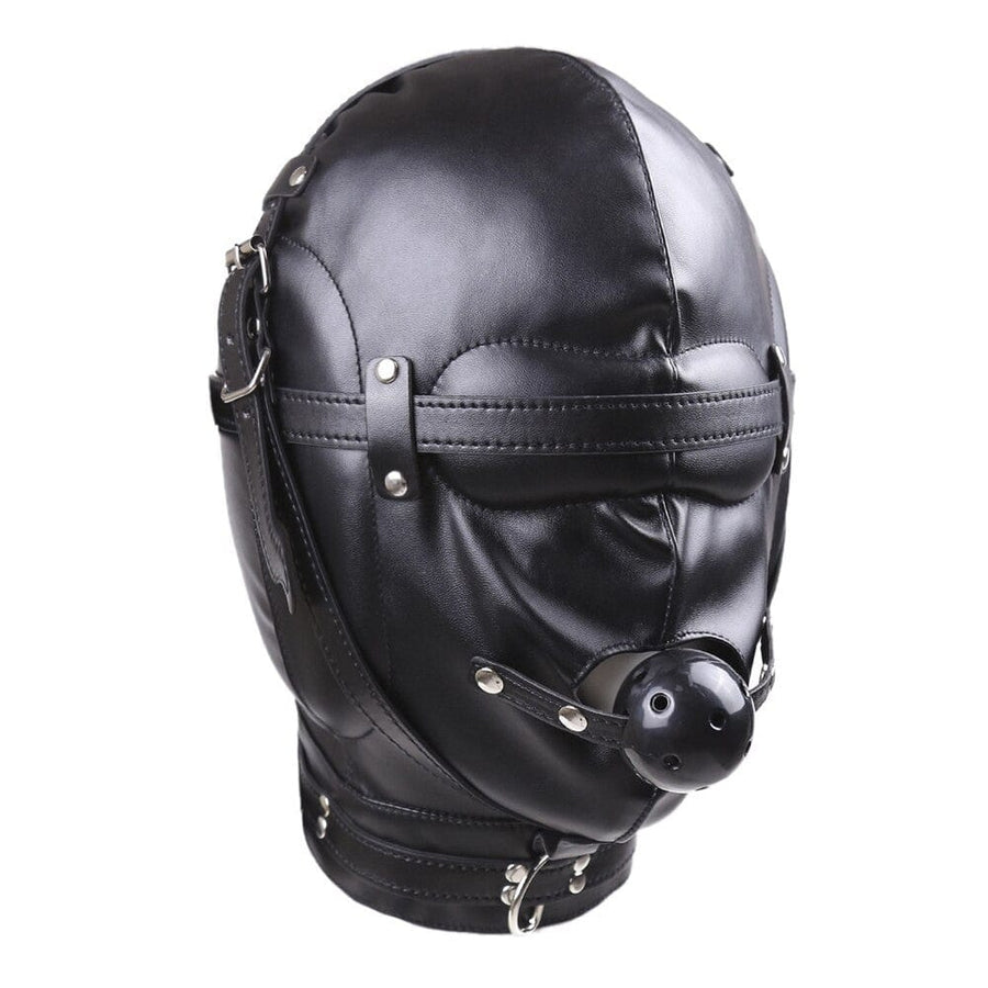 Sensory Deprivation Leather Slave Hood BDSM product view